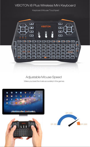 Immagine di Viboton I8 Plus 2.4G Wireless Three Color Backlit English Mini Keyboard Touchpad Airmouse for TV Box Smart TV PC
