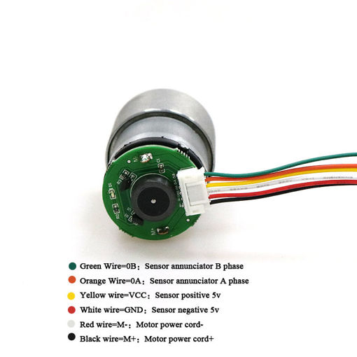 Immagine di 12V 4.8W 37-520 High Torque Reducer AB Dual Phase Hall Encoder DC Motor for Smart Car DIY Part