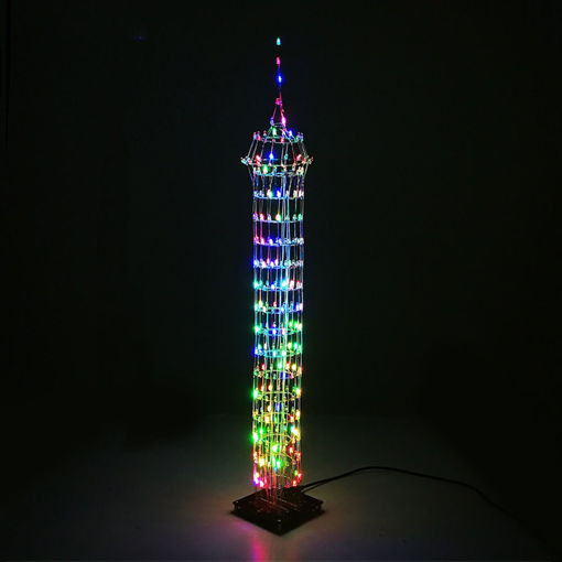 Picture of DIY Macao Tower LED Light Cube Wireless Remote Control Music Spectrum Electronic Kit