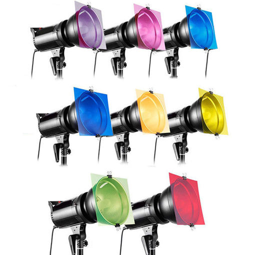 Immagine di 8 in 1 12 Inch 8-Color Gel Lighting Filter For Strobe Light Photography Flash Studio Kit