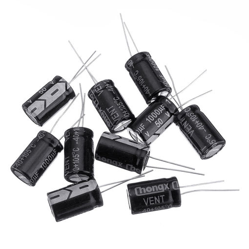 Picture of 50Pcs 50v 1000uf 1000mf Electrolytic Capacitor 1000UF 50V 13x25mm