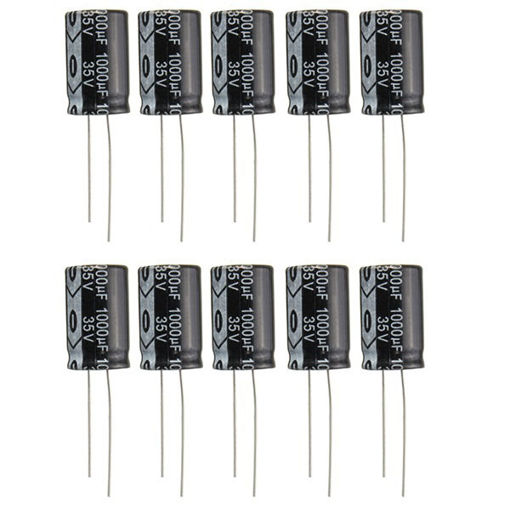 Picture of 100pcs 35V 1000uF Electrolytic Capacitor Low ESR 13 x 20mm