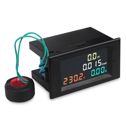 Picture of 4 in 1 AC Voltmeter Ammeter Power Energy Meter AC 80.0-300.0V 0.01-100A HD Color Screen 180 Degrees LED