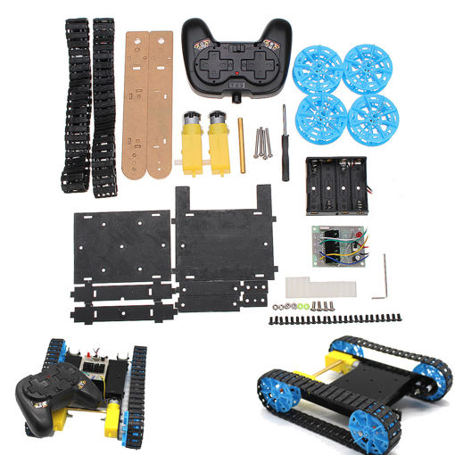 Immagine di 2.4G 4CH Remote Control Chassis Car Educational Kit with 2xTT Motor + Handle Remote Control + Contorl Bord