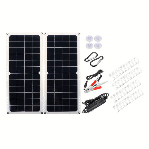 Immagine di 10W 16V 0.9A 420x190x2.5mm Monocrystalline Solar Panel + 4*Spring + Cables Kit with Rear Junction Box Support USB Port