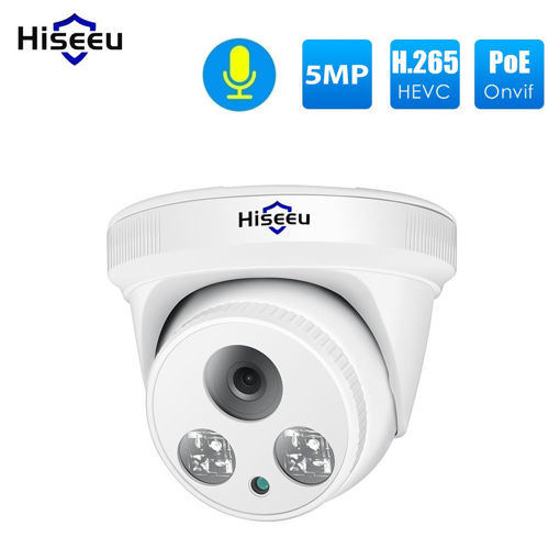 Picture of Hiseeu HC615-P-3.6 5MP 1920P POE IP Camera H.265 Audio Dome Camera ONVIF M otion Detection For PoE NVR App View