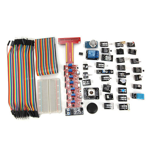 Immagine di Geekcreit 37 Sensor Module Kit With T Type GPIO Jumper Cable Breadboard For Raspberry Pi