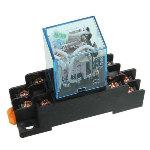 Picture of 10 Set Coil Power Relay LY2NJ 12V DC DPDT 8 Pin HH62P JQX-13F With Socket Base