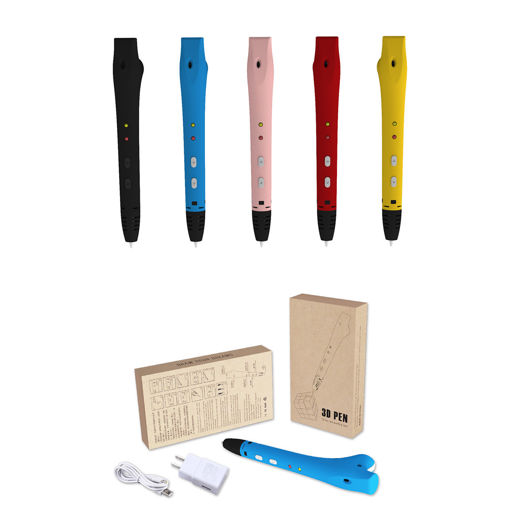 Picture of Black/BLue/Red/Yellow/Pink YDV8 3D Printing Pen with Filament + EU Plug Kit Low Temperature 0.6mm Nozzle