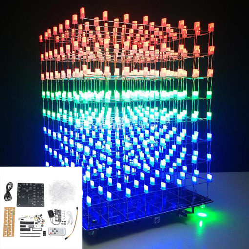 Picture of Upgraded Version DIY WIFI APP 8x8x8 3D Light Cube Kit Red Blue Green LED MP3 Music Spectrum