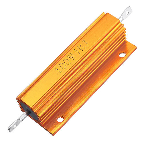 Immagine di 10pcs RX24 100W 1KR 1KRJ Metal Aluminum Case High Power Resistor Golden Metal Shell Case Heatsink Resistance Resistor