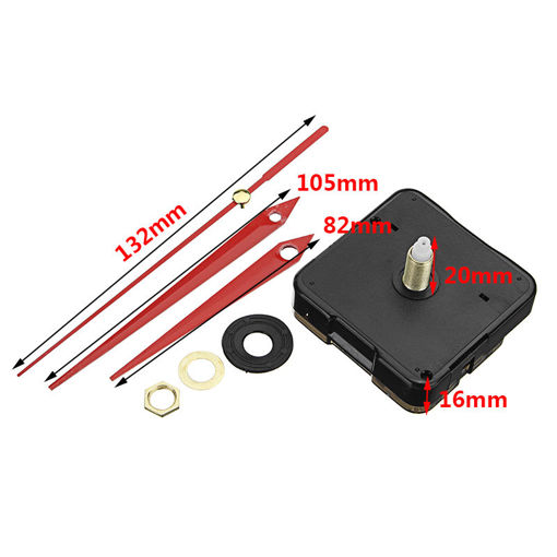 Picture of 10pcs 20mm Shaft Length DIY Red Triangle Hands Silent Quartz Wall Clock Movement Mechanism For