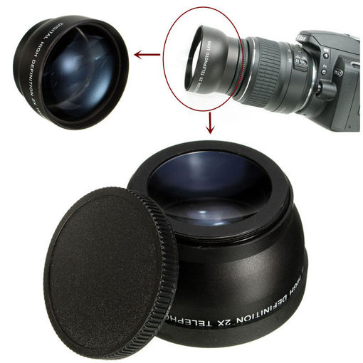 Immagine di 52mm 2X Telephoto Lens for Nikon D3100 D5200 D5100 D7100 D90 D60 DSLR Camera with Filter Thread