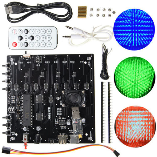 Picture of 3D Light Cube Kit 8x8x8 Red Green Blue LED MP3 Music Spectrum DIY Electronic Kit