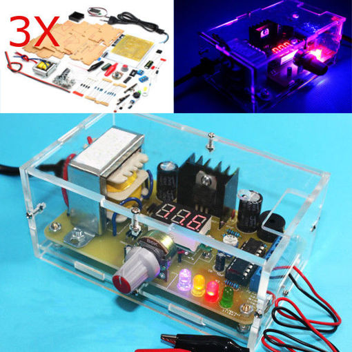 Picture of 3Pcs Geekcreit EU Plug 220V DIY LM317 Adjustable Voltage Power Supply Board Learning Kit With Case