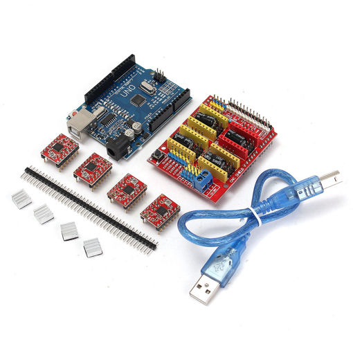 Immagine di 3X Geekcreit CNC Shield + UNO R3 Board + 4x A4988 Driver Kit With Heat Sink For Arduino 3D Printer
