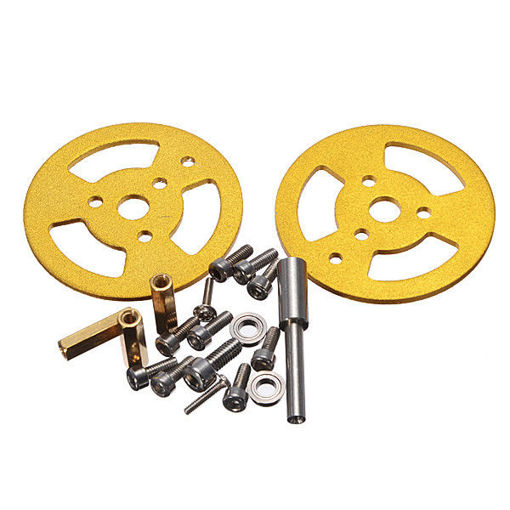Picture of 2Pcs Golden Driving Wheels + Bearing Wheels + Plastic Track Set Accessory For Robot Car Chassis