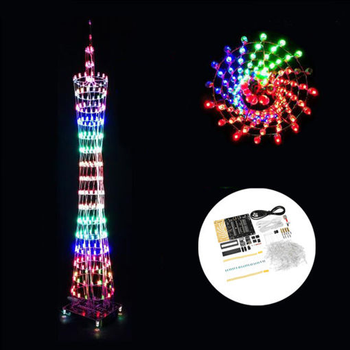 Immagine di DIY WiFi(APP Version) bluetooth Colorful Canton Tower LED Lighting Cube Music Spectrum Electronic Kit