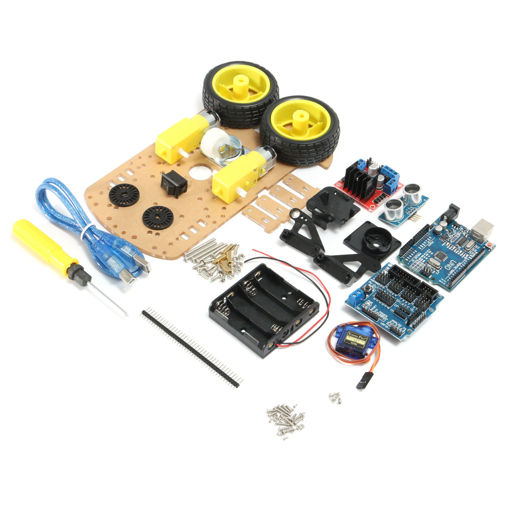 Immagine di Geekcreit DIY L298N 2WD Ultrasonic Smart Tracking Moteur Robot Car Kit For Arduino