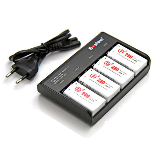 Immagine di Soshine V4 Smart LCD Display 4 Slot Lithium-ion LiFePO4 9V Rechargeable Battery Charger