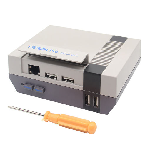 Picture of NESPi Pro FC Style NES Blue Sign Enclosure Case With RTC Function For Raspberry Pi