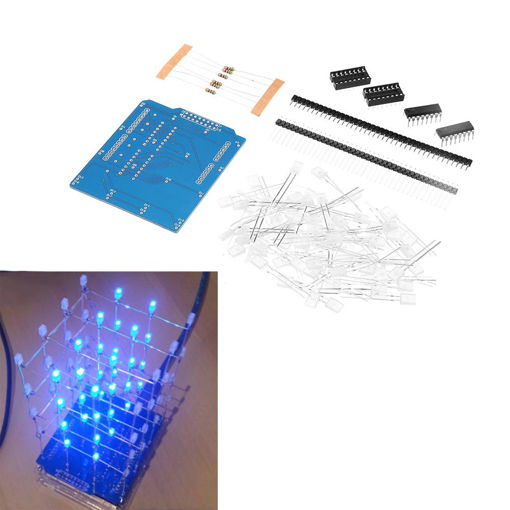 Picture of 5pcs 4X4X4 Blue LED Light Cube Kit 3D LED DIY Kit For Arduino DIY Kit