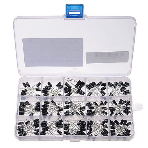 Picture of 5 x 215pcs 15 Values 0.1uF-330uF Mix Electrolytic Capacitor Kit With Storage Box
