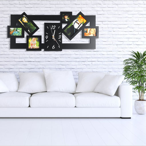 Immagine di Nordic Style Photo Frame Wall Clock DIY Modern Desigh Multi Photo Art Picture Frame Clock For Living Room Horloge Home Decor