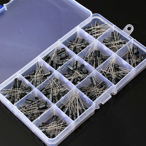 Picture of 1000pcs 0.1-220uF 15 Value Electrolytic Capacitor Assortment Box Kit