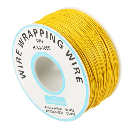 Immagine di 3pcs Yellow 0.55mm Circuit Board Single-Core Tinned Copper Wire Wrap Electronic Wire Jumper Cable