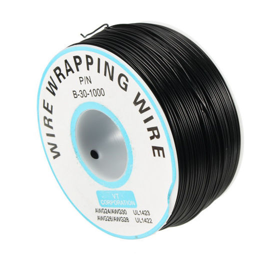 Immagine di 3pcs Black 0.55mm Circuit Board Single-Core Tinned Copper Wire Wrap Electronic Wire Jumper Cable