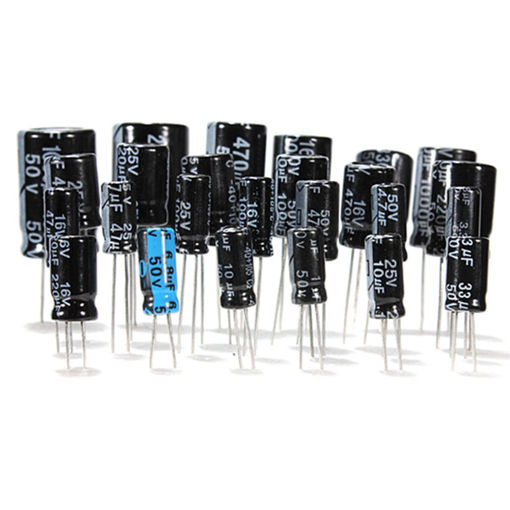 Picture of Geekcreit 1uF-2200uF 625pcs 25 Values Electrolytic Capacitor Assorted Kit Set