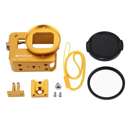 Picture of PULUZ PU183 Housing Shell CNC Aluminum Alloy Protective Cage for GoPro HERO6 HERO5 with 52mm UV Lens