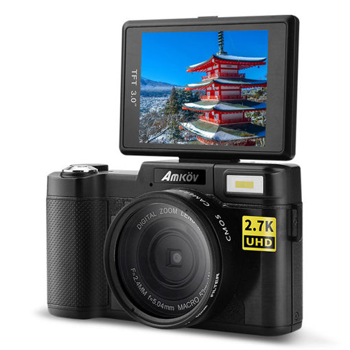 Picture of Amkov CD-RW WIFI 24MP 2.7K HD 4X Zoom Anti-Shake 3.0 Inch TFT Screen Digital Camera with 52mm Lens Adapter
