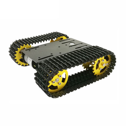 Picture of T101 Black Chassis Gold Wheels Tracked Tank Car Kit for Arduino with Dual 33 Motor