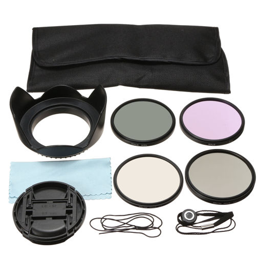 Picture of 67MM UV CPL FLD ND4 Polarizing Lens Filter Kit Hood Cap Bag