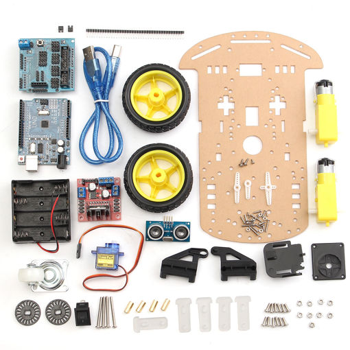 Picture of 3Pcs/Pack 2WD Ultrasonic Smart Robot Car Chassis Tracking Car DIY Kit For Arduino