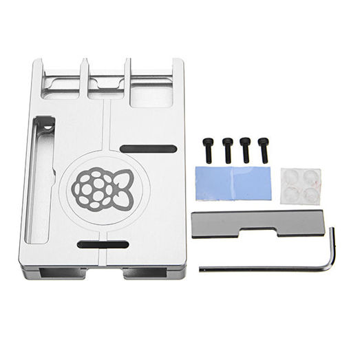 Picture of Ultra-thin Silver Aluminum Alloy CNC Case Portable Box Support GPIO Ribbon Cable For Raspberry Pi 3