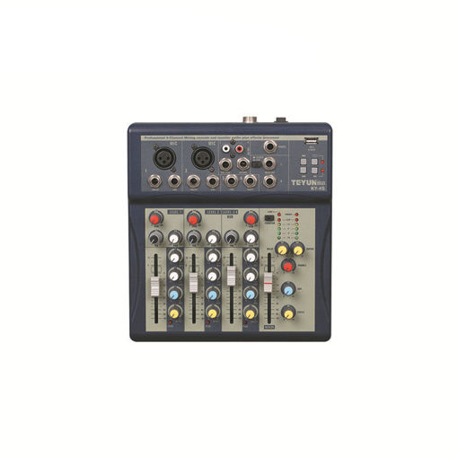 Picture of TEYUN KY-4S 4 Channel MP3 USB Audio Mixer Mixing Console with 48V Phantom Power for DJ Karaoke Stage