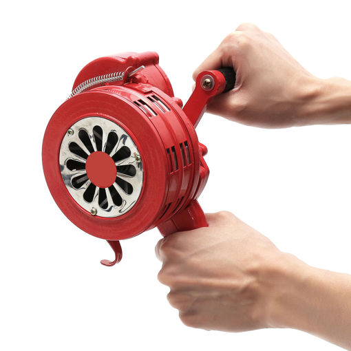 Picture of Handheld Loud Hand Crank Manual Operated Air Raid Alarm Portable Siren Red
