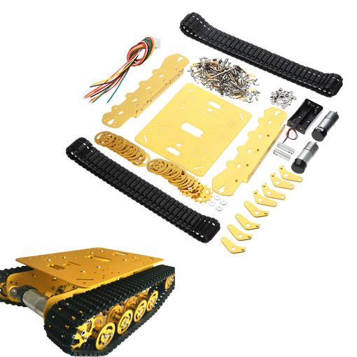 Picture of TS100 Intelligent Shock Absorption Metal Robot Tank Chassis Car Kit Golden Color/Dual Motor