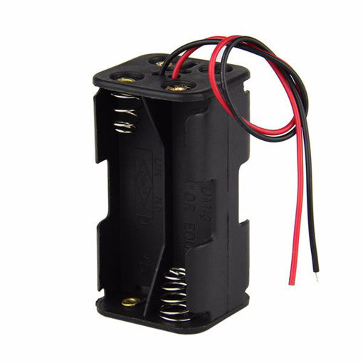 Immagine di 3pcs DIY 6V 4-Slot AA Battery Double Deck / Back To Back Holder Case With Leads