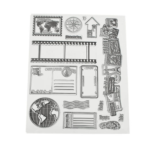 Immagine di Vintage Postcards Postmark Pattern Scrapbook DIY Photo Album Cards Transparent Silicone Clear Stamps