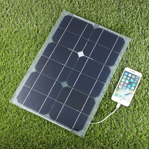 Immagine di Elfeland 20W 5V Elfeland Semi-Flexible Sunpower Solar Panel Rear Junction Box Support USB Interface