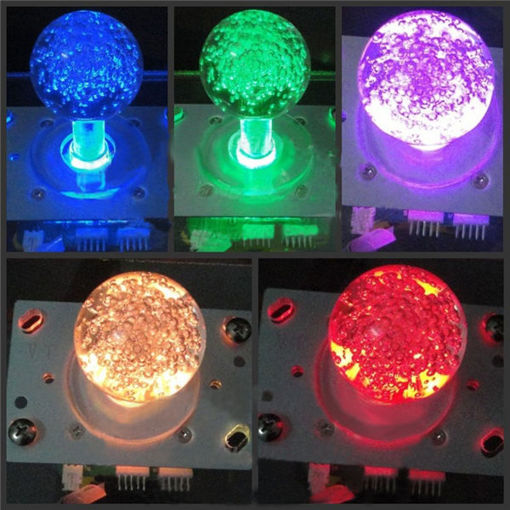 Picture of 7 Colors Coin Operated Game Accessory Colorful LED Glitter Lighted Illuminated Joystick Arcade Stick