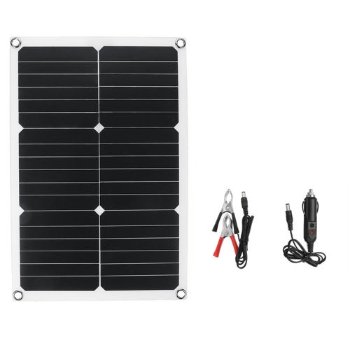 Picture of 20W 18V 28cmX42cm Monocrystalline Silicon Solar Panel with Dual USB Output + Car Charger + Battery Clip