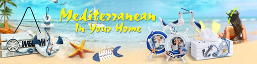 Immagine di Mediterranean Style Decorative Fish Net With Shells Blue White