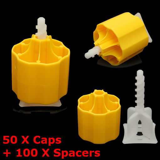 Picture of Floor Tile Leveling System 50 Caps and 100 Tile Spacers Plastic Flooring Tool Kits