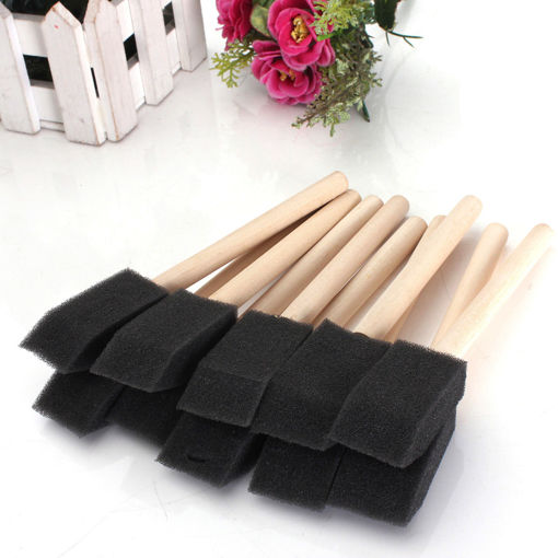 Picture of 20 PCS Foam Sponge Wooden Handle Painting Drawing Brushes