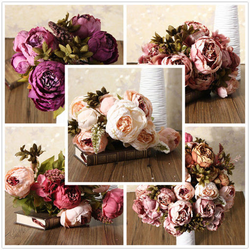 Immagine di Artificial Peony Bouque Silk Flowers Home Room Party Wedding Garden Decoration
